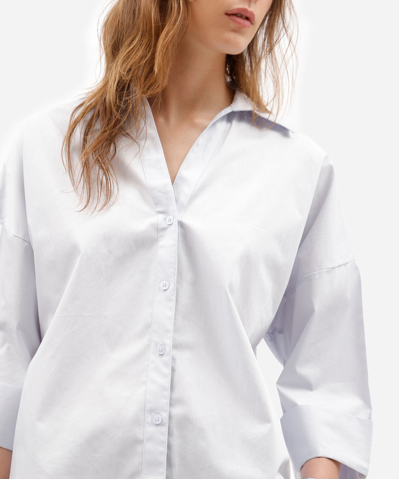 camisa oversized feminina de algodão azul