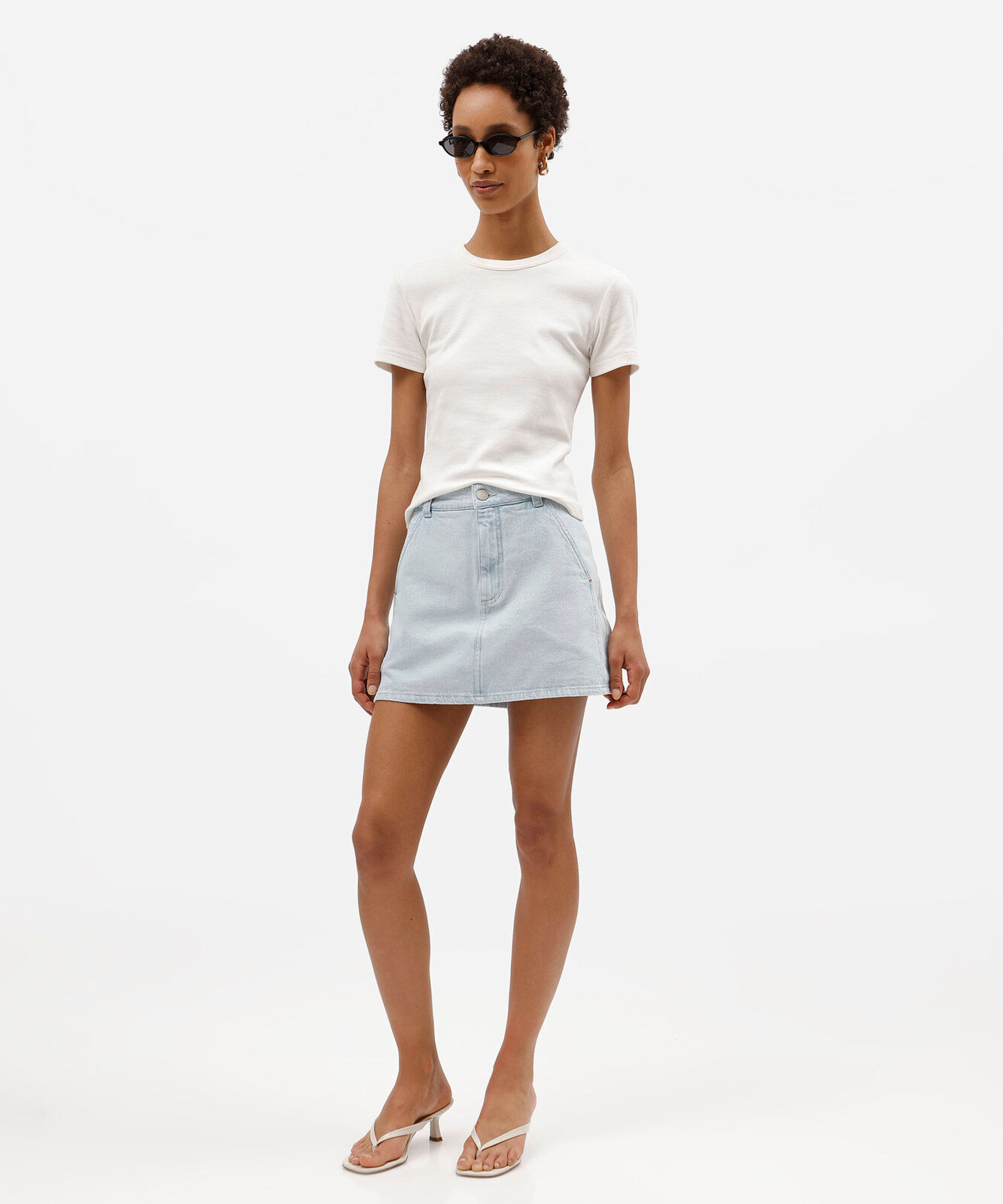 short saia feminino jeans cintura alta azul