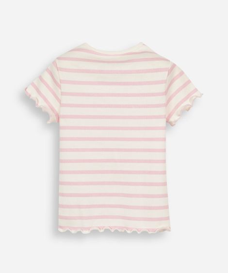 blusa infantil de algodão manga curta hello kitty listrada rosa