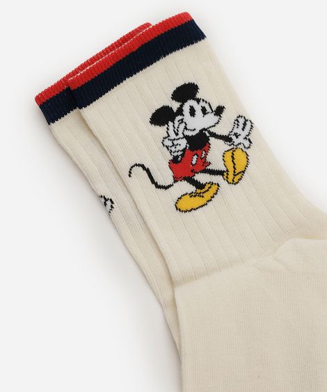 meia cano alto feminina mickey off white