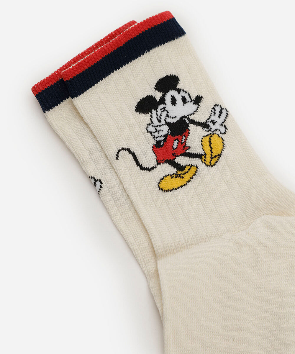 meia cano alto feminina mickey off white
