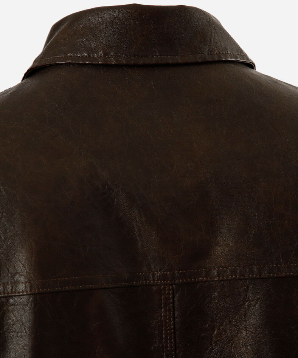 jaqueta bomber masculina de pu com bolsos plus size marrom