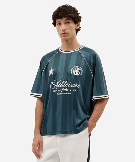 camiseta masculina manga curta listrada verde