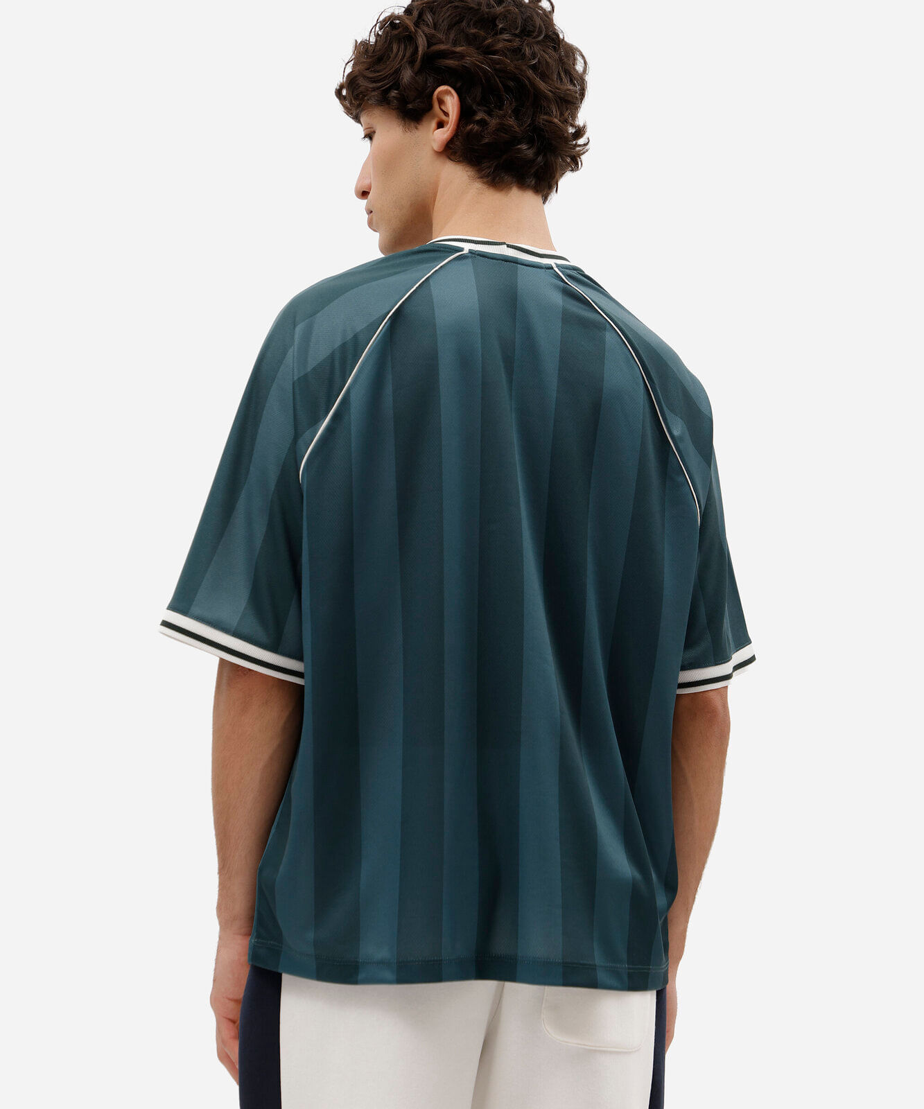 camiseta masculina manga curta listrada verde