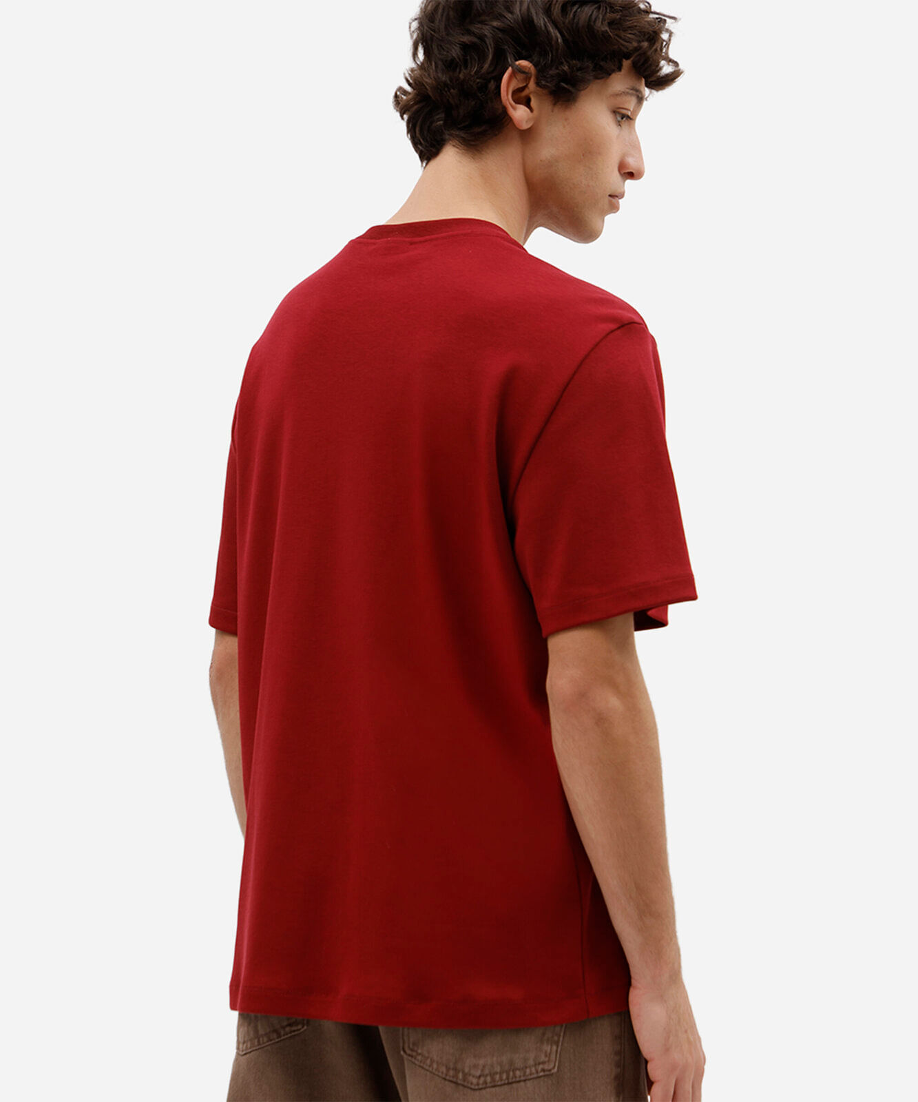 camiseta masculina de algodão peruano manga curta vinho