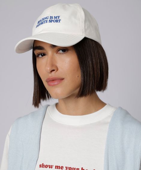 boné de sarja com bordado mindset off white
