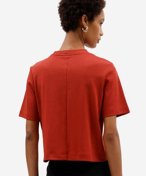camiseta básica feminina de algodão peruano laranja