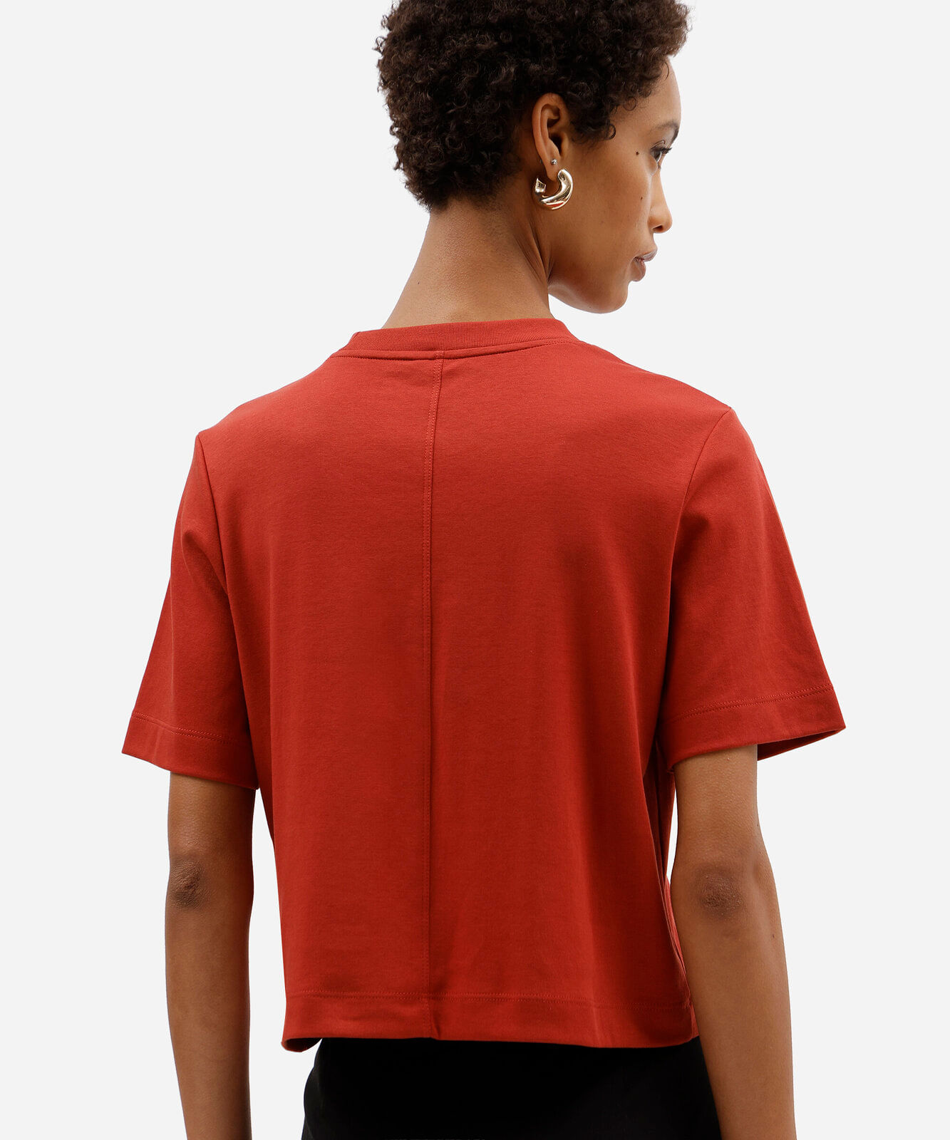 camiseta básica feminina de algodão peruano laranja