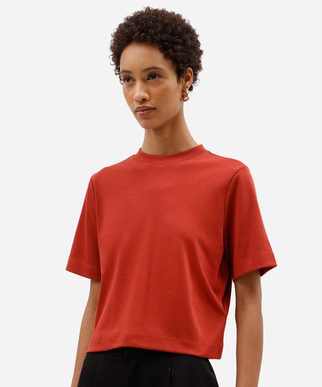 camiseta básica feminina de algodão peruano laranja