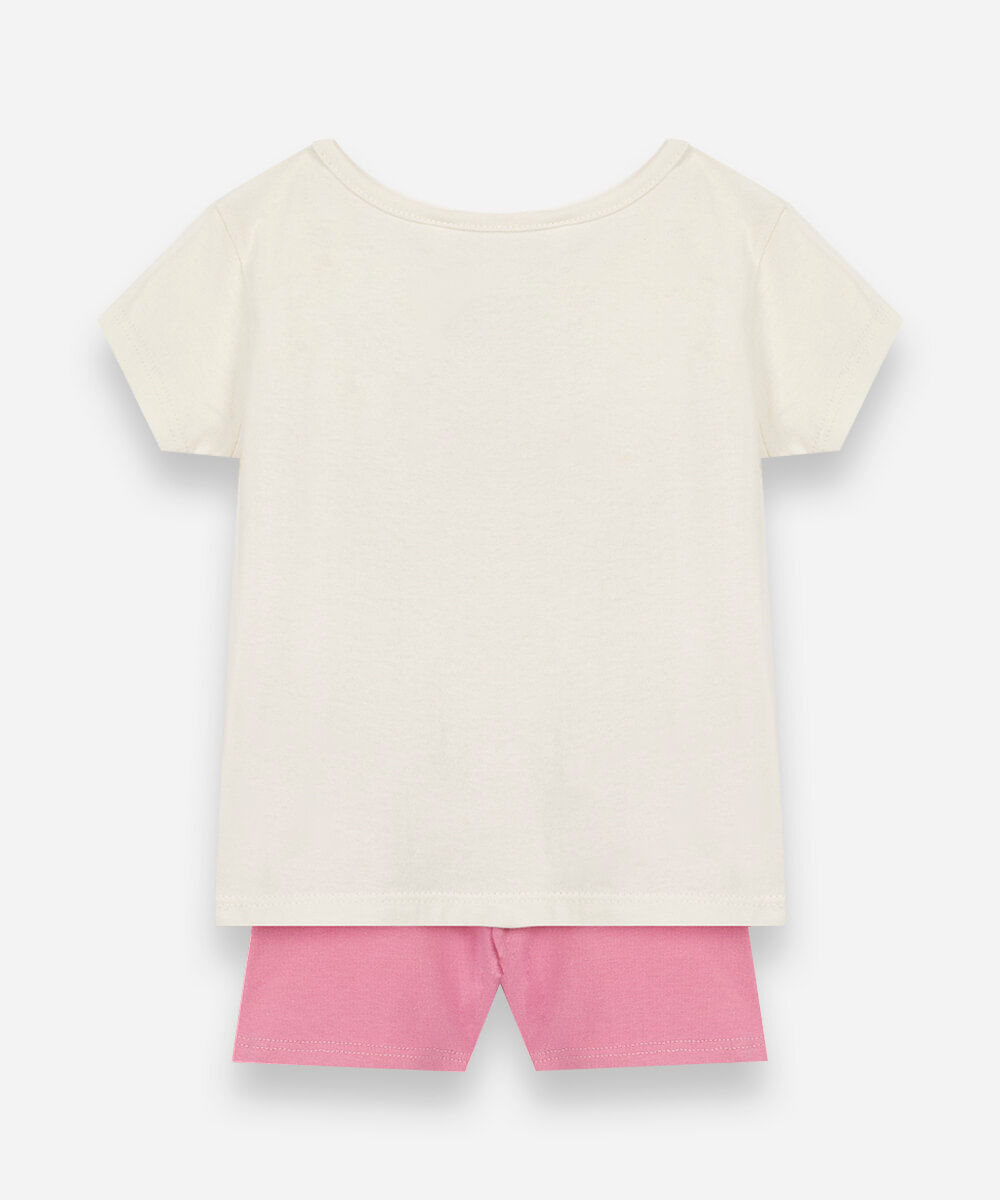 conjunto curto infantil de algodão patrulha canina rosa