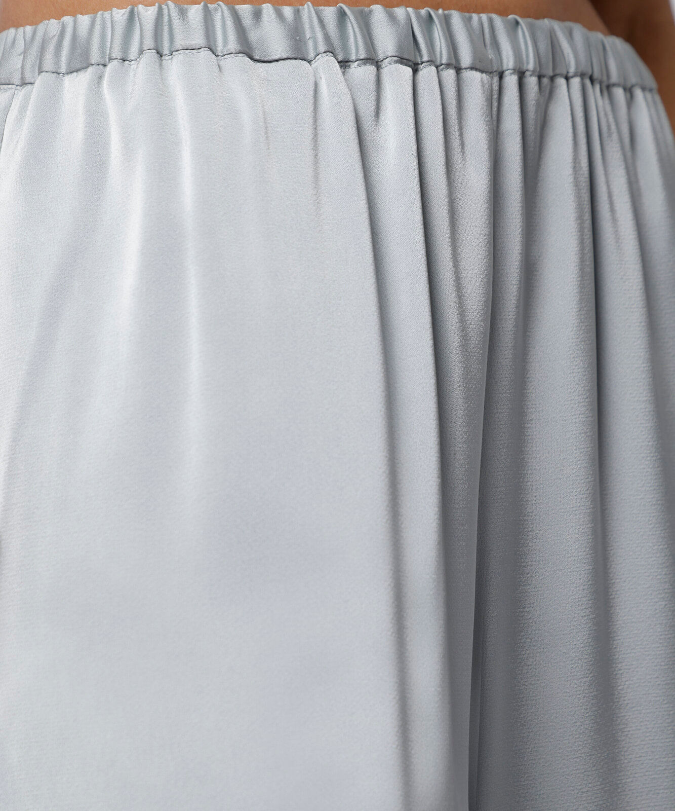 calça reta feminina cós elástico acetinada mindset azul