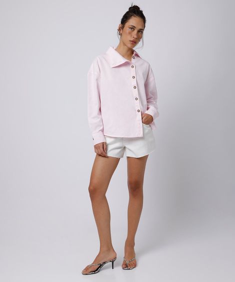 short feminino de sarja barra a fio mindset off white