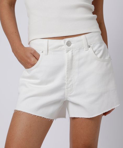short feminino de sarja barra a fio mindset off white