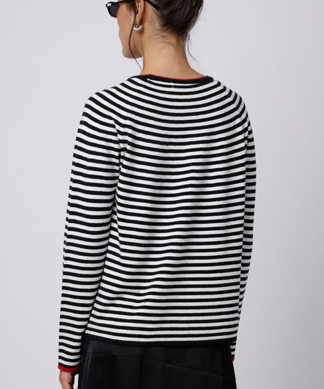 blusa feminina de tricot manga longa listrada mindset colorida