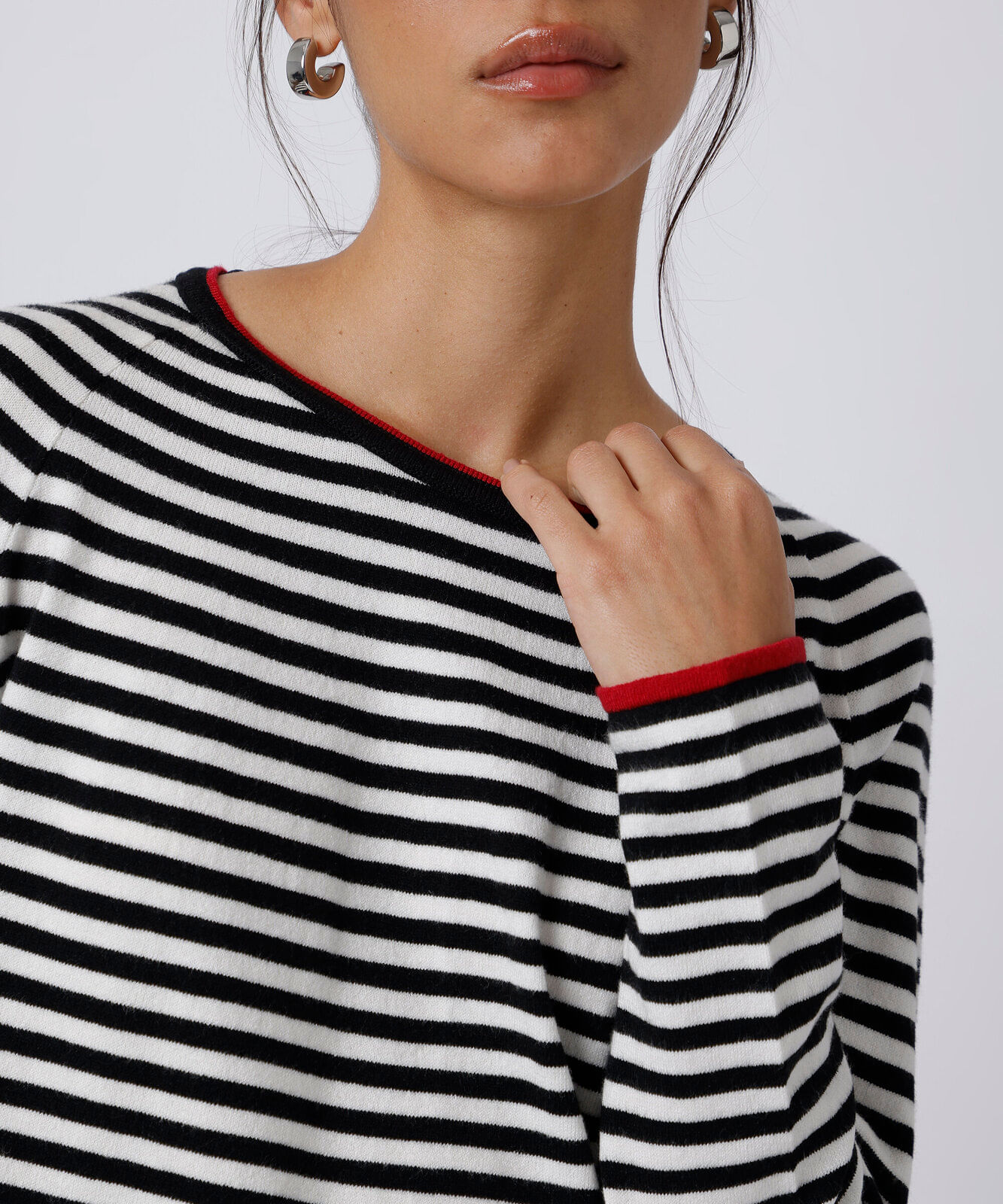 blusa feminina de tricot manga longa listrada mindset colorida