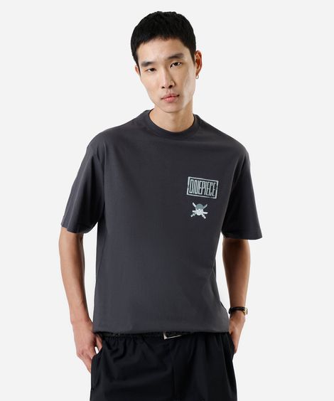 camiseta masculina de algodão one piece cinza