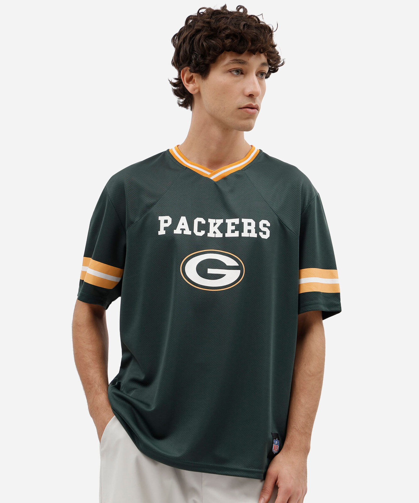 camiseta esportiva masculina gola v manga curta packers nfl verde