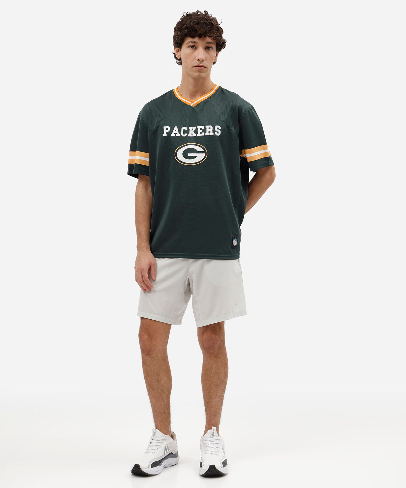 camiseta esportiva masculina gola v manga curta packers nfl verde