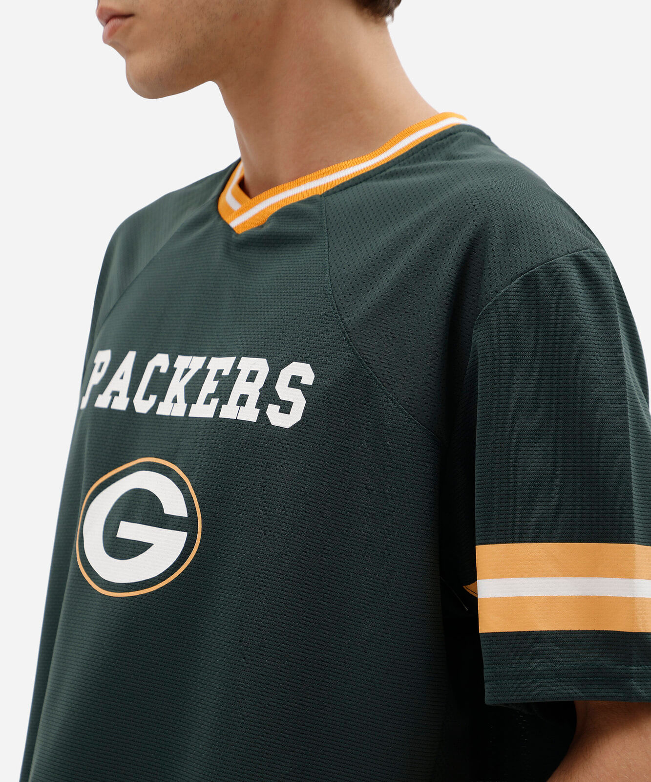 camiseta esportiva masculina gola v manga curta packers nfl verde