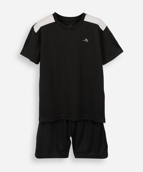 conjunto curto infantil com recorte preto
