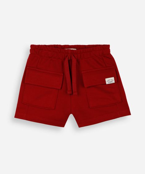 short cargo infantil de moletom vinho