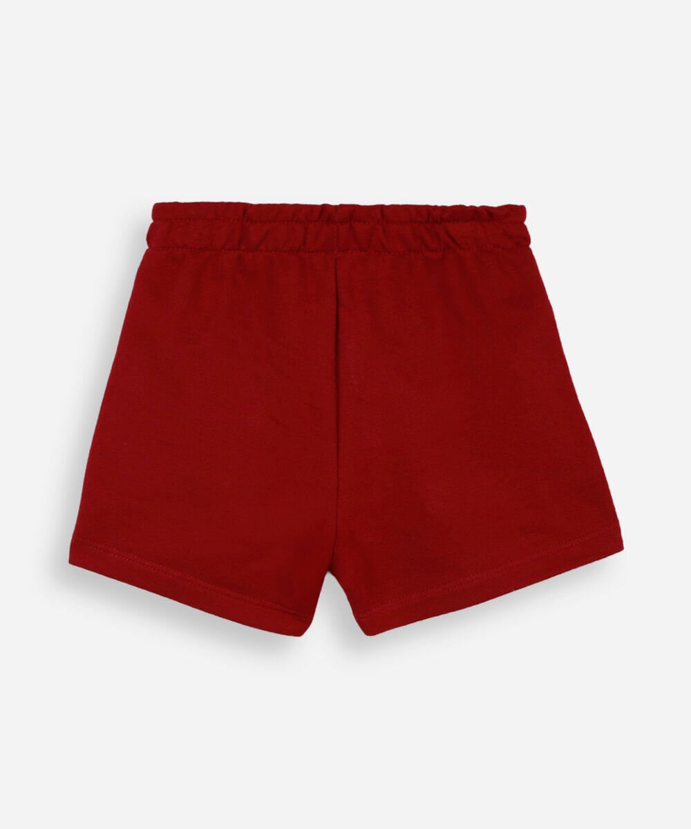 short cargo infantil de moletom vinho