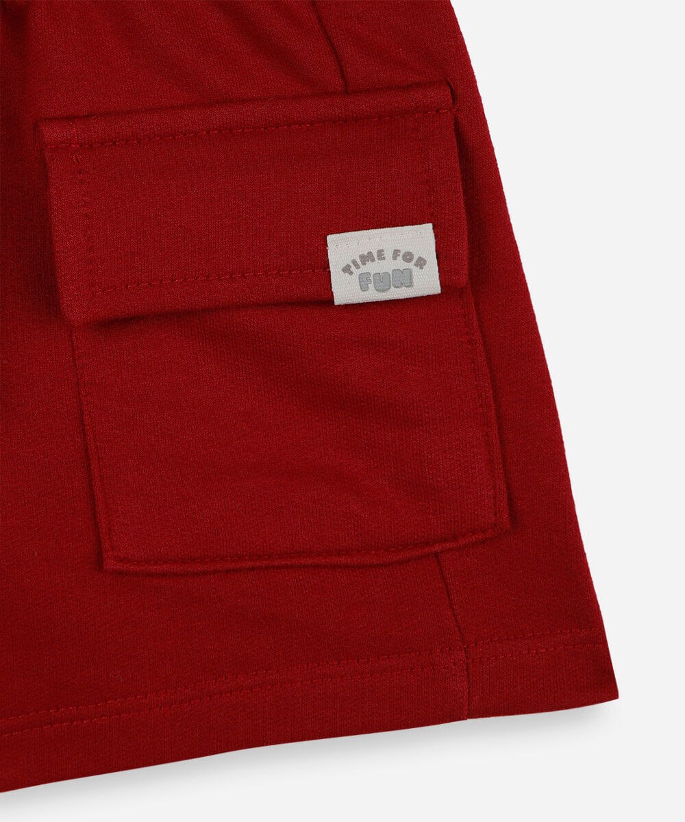 short cargo infantil de moletom vinho