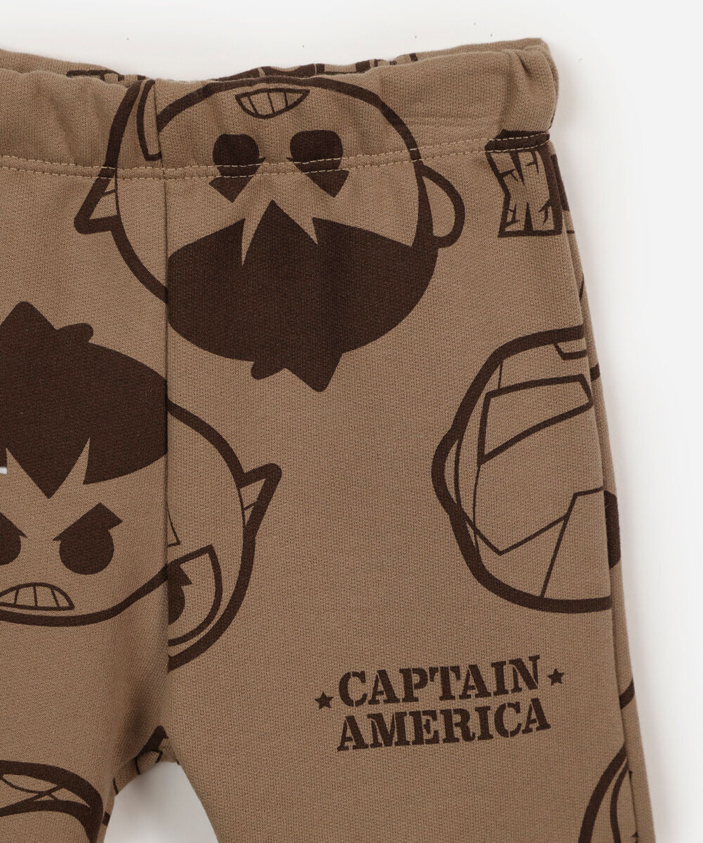 conjunto infantil de moletom com estampa heróis marvel bege