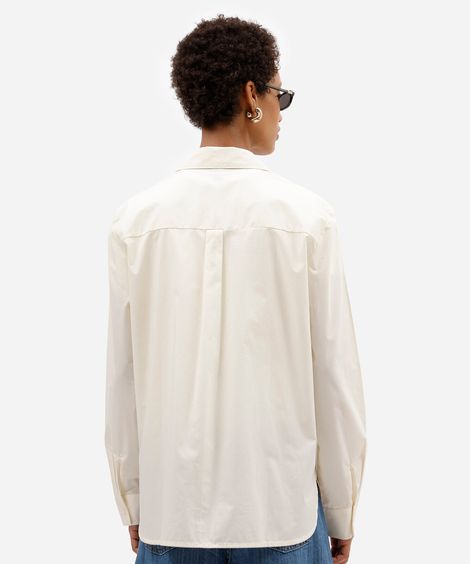 camisa boxer feminina de algodão manga longa off white