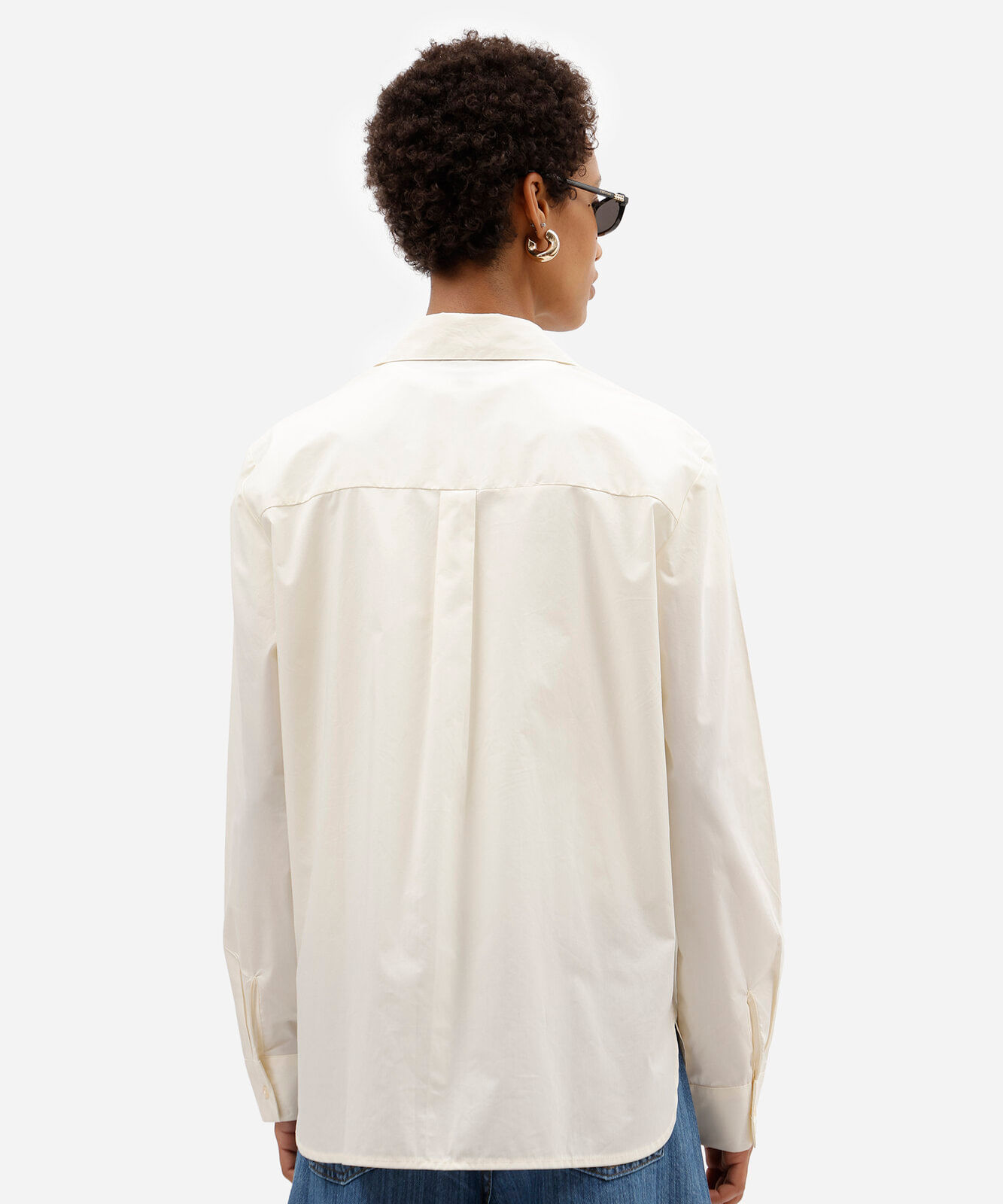 camisa boxer feminina de algodão manga longa off white