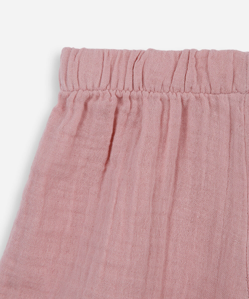 conjunto infantil curto com babados coração rosa