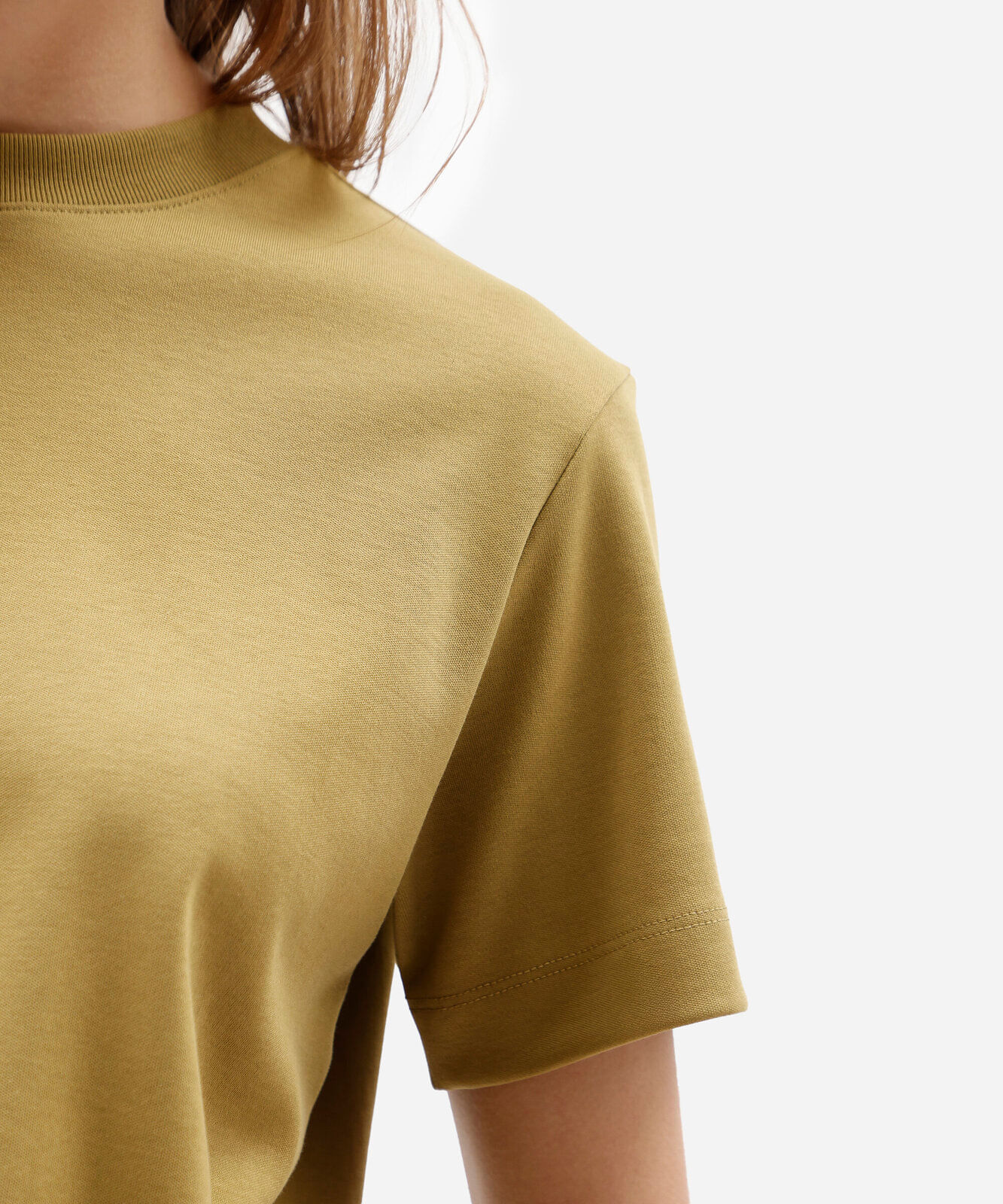 camiseta básica feminina de algodão peruano verde