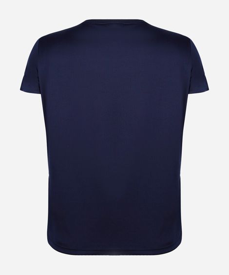 camiseta com listras plus size esportiva azul
