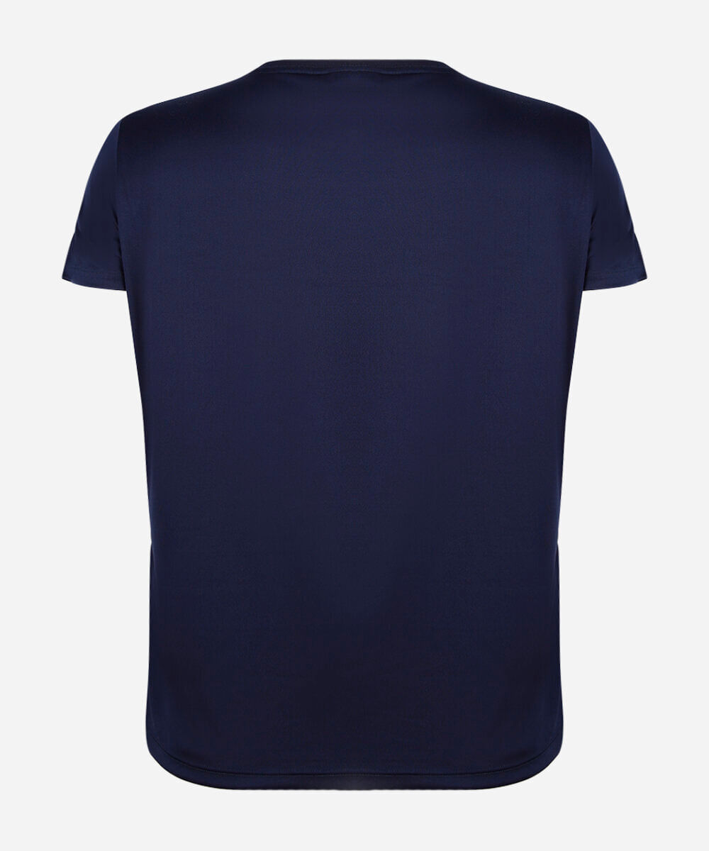 camiseta com listras plus size esportiva azul