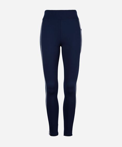 calça legging juvenil com bolsos e nervuras azul
