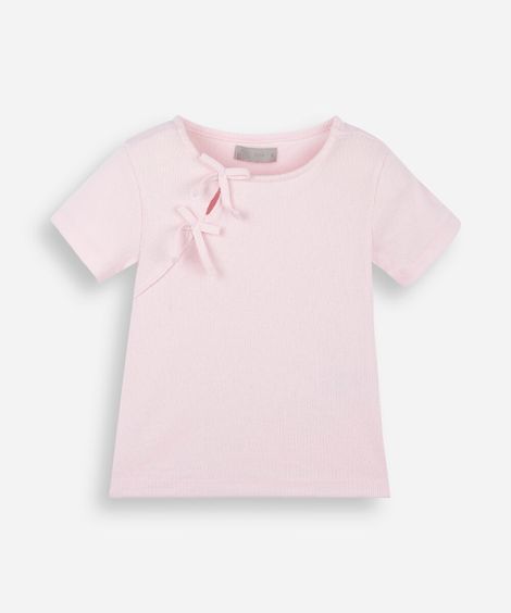 blusa infantil com detalhe de lacinhos no ombro rosa
