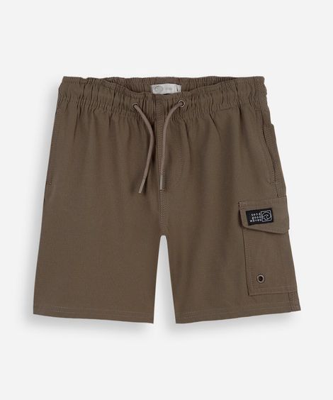 bermuda cargo infantil cós elástico marrom
