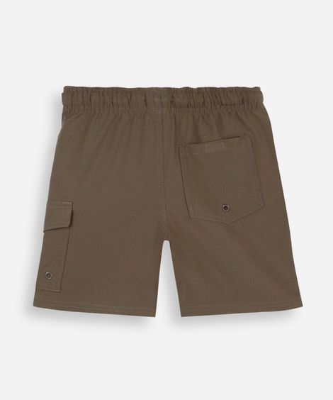 bermuda cargo infantil cós elástico marrom