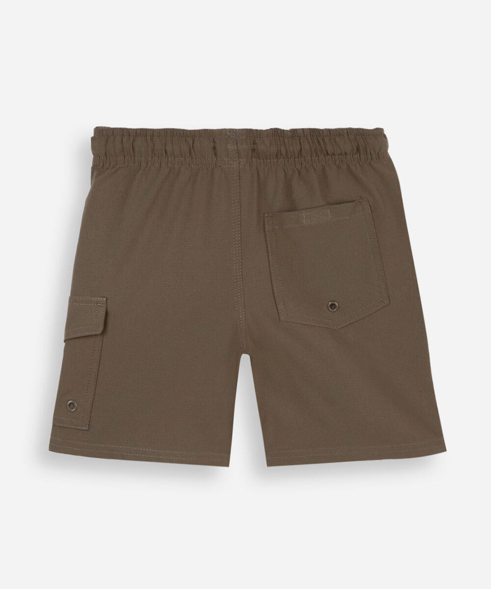 bermuda cargo infantil cós elástico marrom