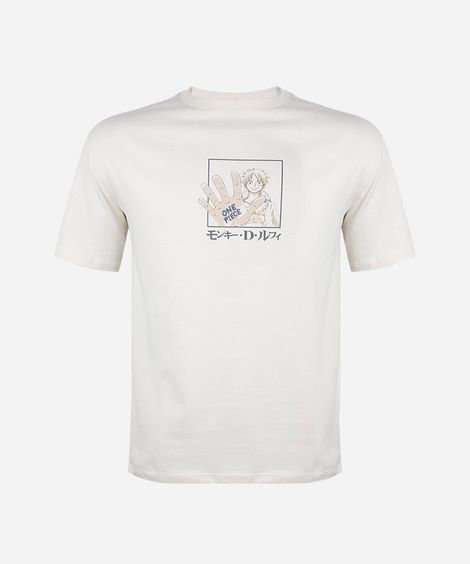 camiseta juvenil de algodão manga curta one piece off white