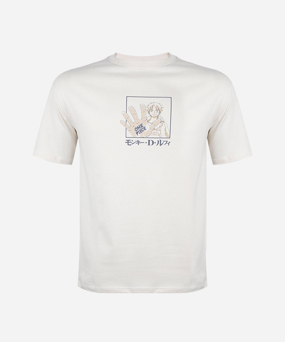 camiseta juvenil de algodão manga curta one piece off white