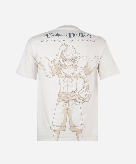 camiseta juvenil de algodão manga curta one piece off white
