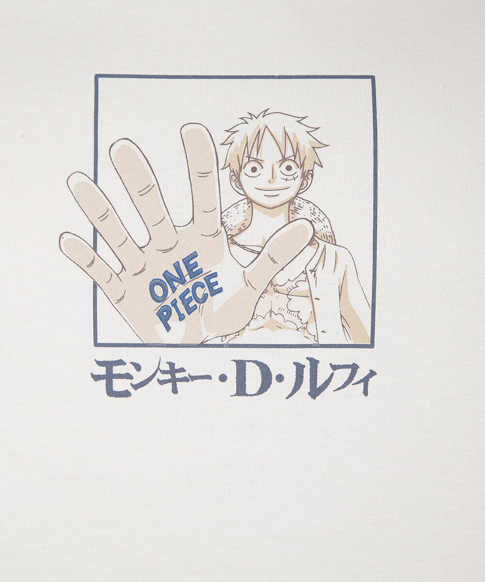 camiseta juvenil de algodão manga curta one piece off white