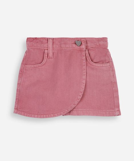 short saia infantil de sarja rosa