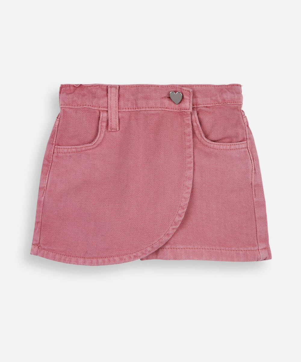 short saia infantil de sarja rosa