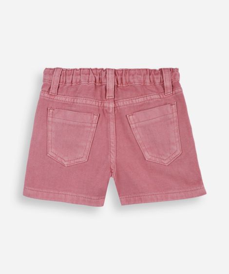 short saia infantil de sarja rosa