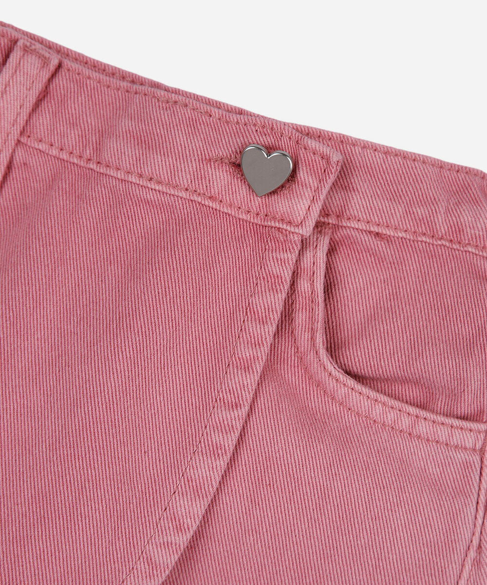 short saia infantil de sarja rosa