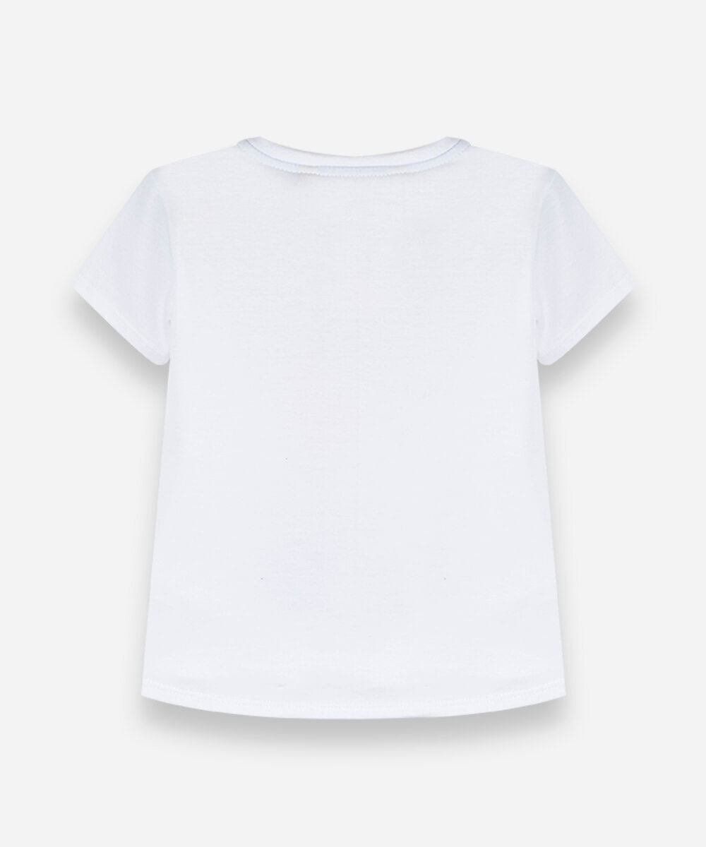 camiseta infantil de algodão cinderela manga curta off white