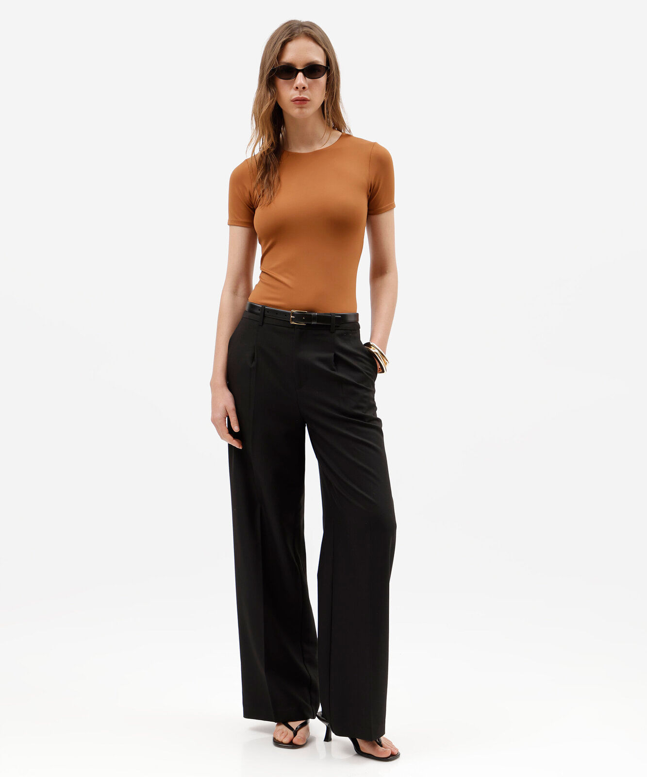 blusa feminina de poliamida manga curta laranja