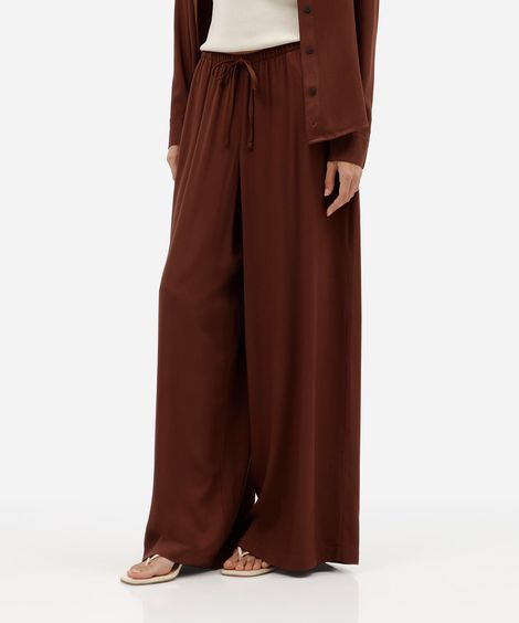 calça pantalona de viscose feminina marrom